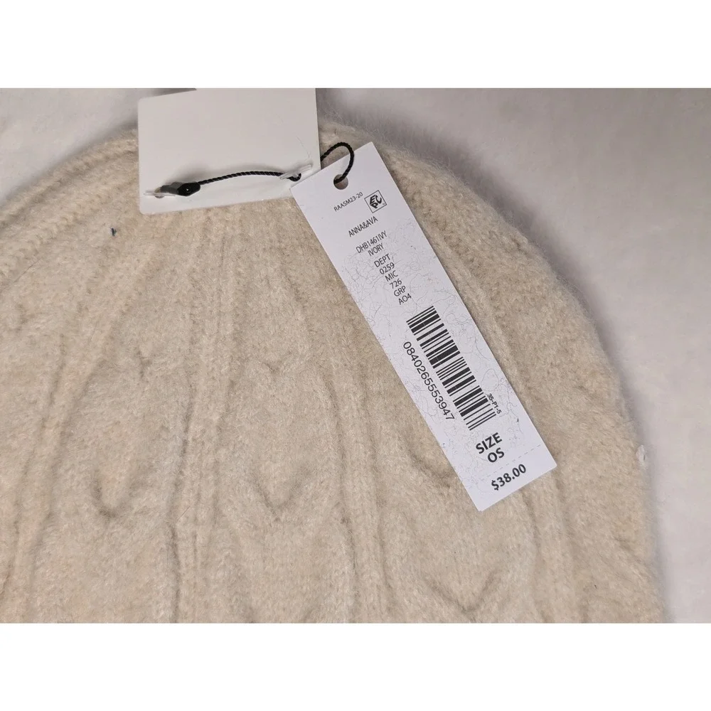 Anna & Ava Bundle 2 Cable Knit Beanie Hat Ivory Pink‎ One Size Retail total $66 - Picture 4 of 13